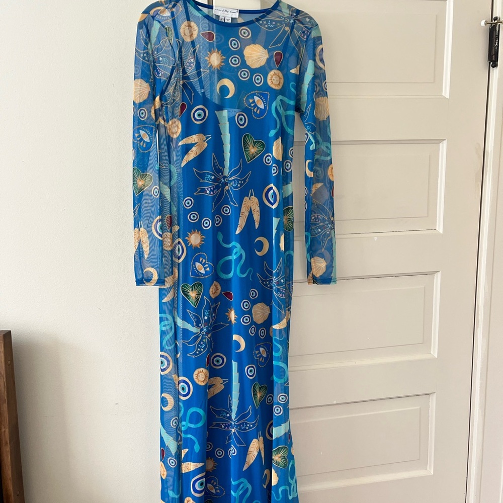 Never Fully Dressed Vibrant Blue Long Sleeve Dress